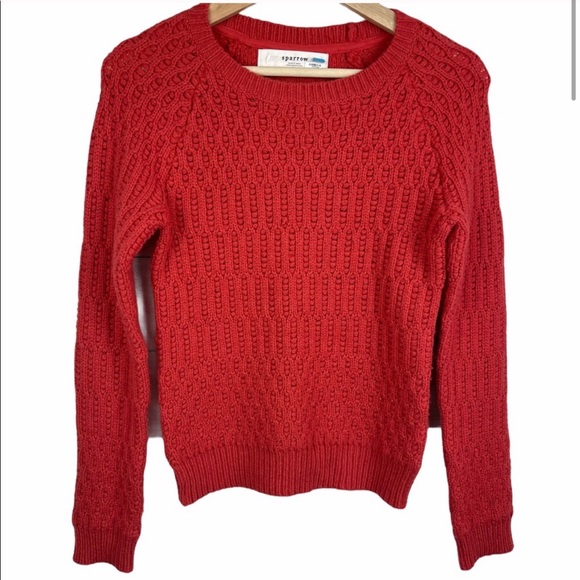 Anthropologie Sparrow Hamilton Cottage Cable Knit Rust Orange Sweater Size small - Picture 2 of 6